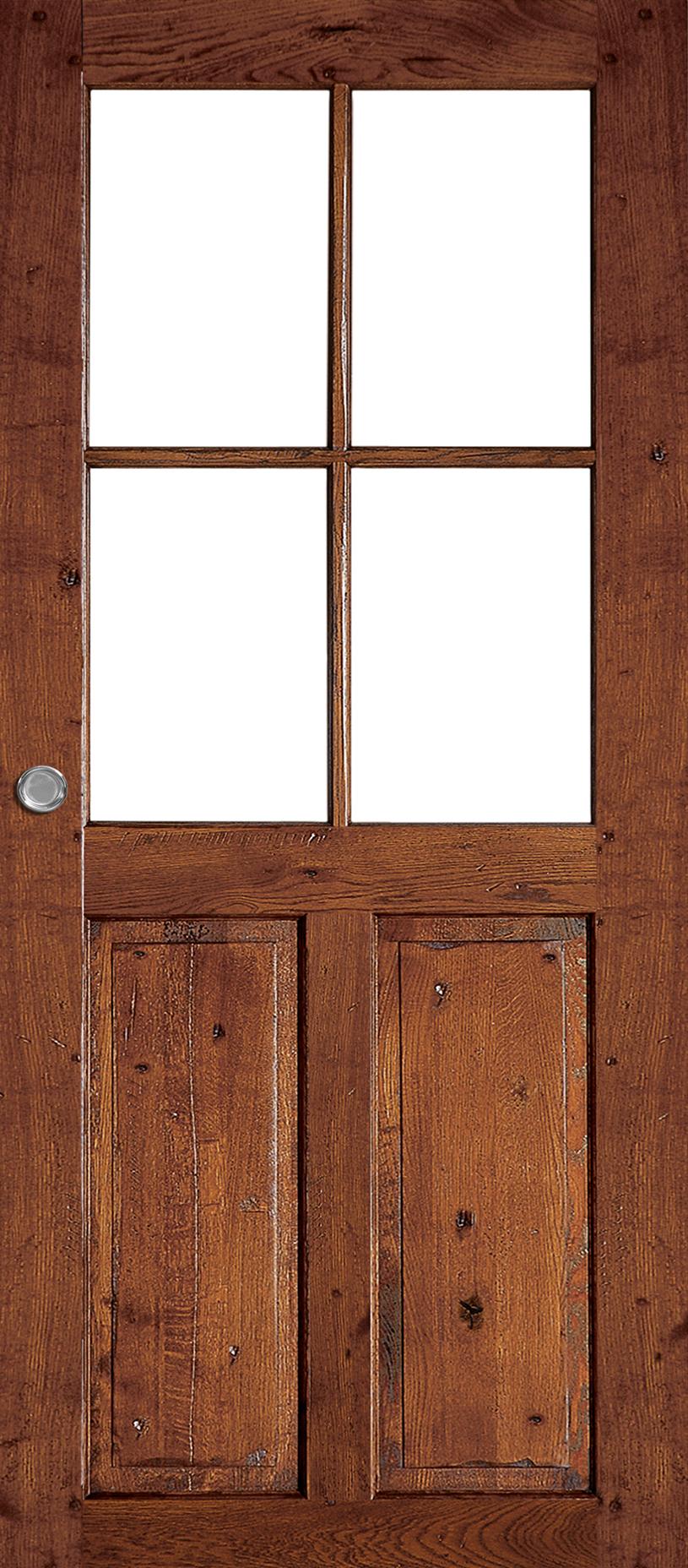 Porte Intérieure Bois Coulissante - Vitrage - Cévennes - Chêne rustique antiquaire patiné