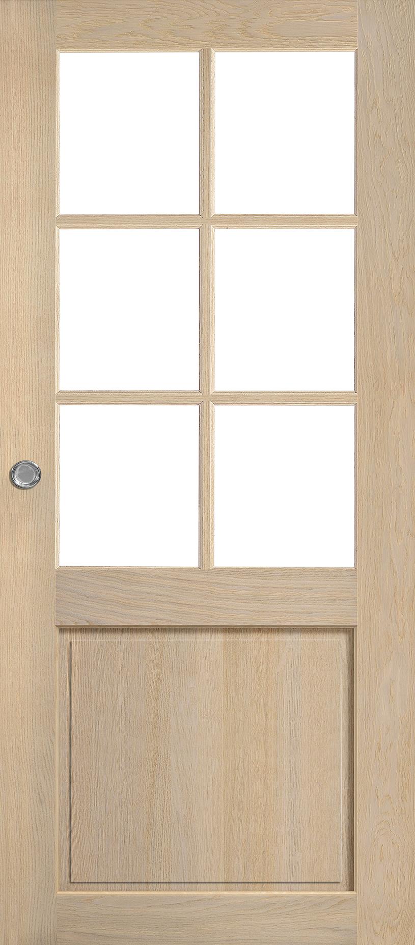 Porte Intérieure Bois Coulissante - Vitrage - Alsace - Chêne sélectionné blanchi brossé