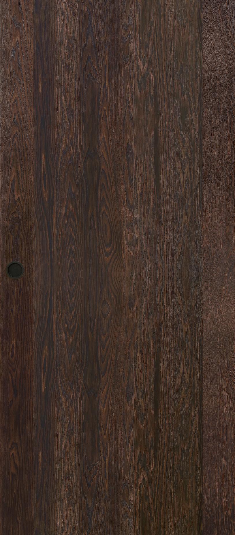 Porte Intérieur Bois coulissante - Epure verticale chêne dosse-Chêne brun mat brossé