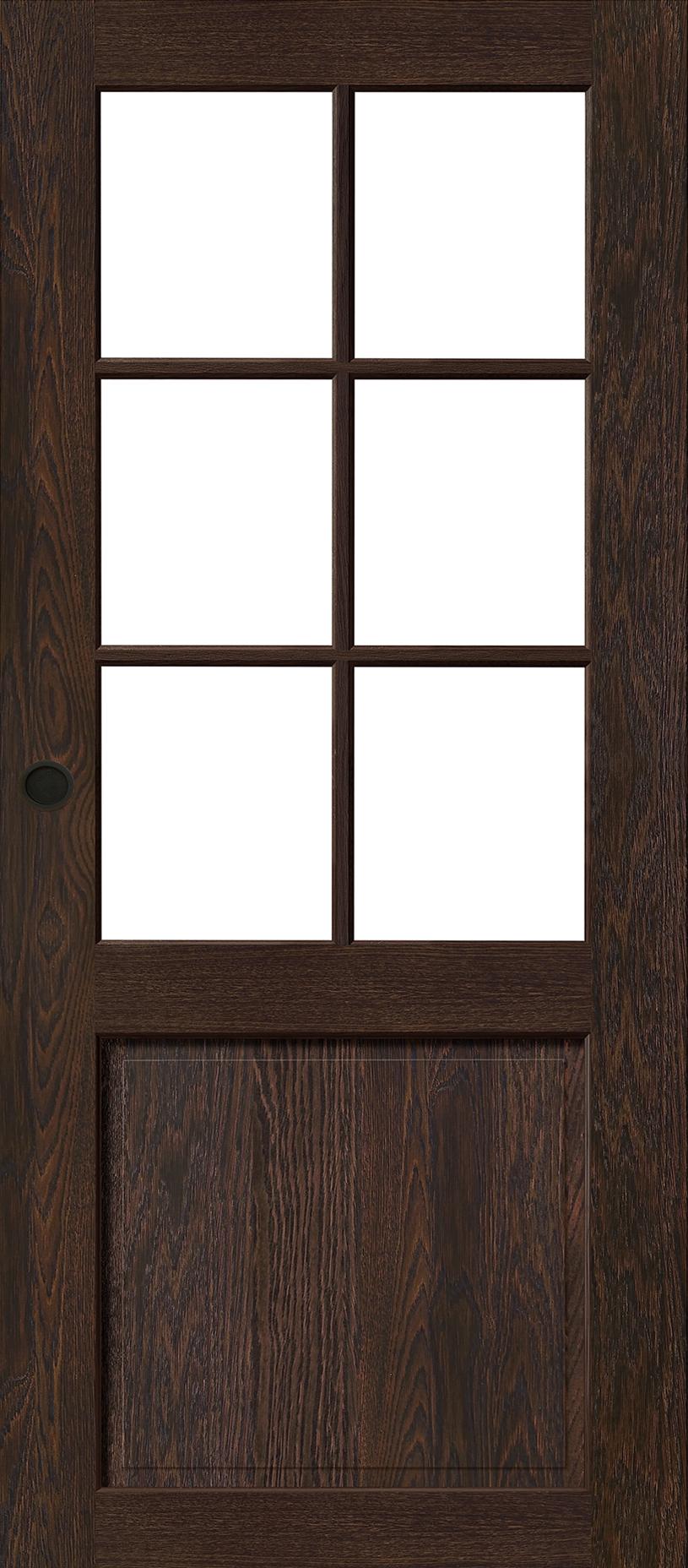 Porte intérieur vitrée coulissante Alsace chêne sélectionné brun mat