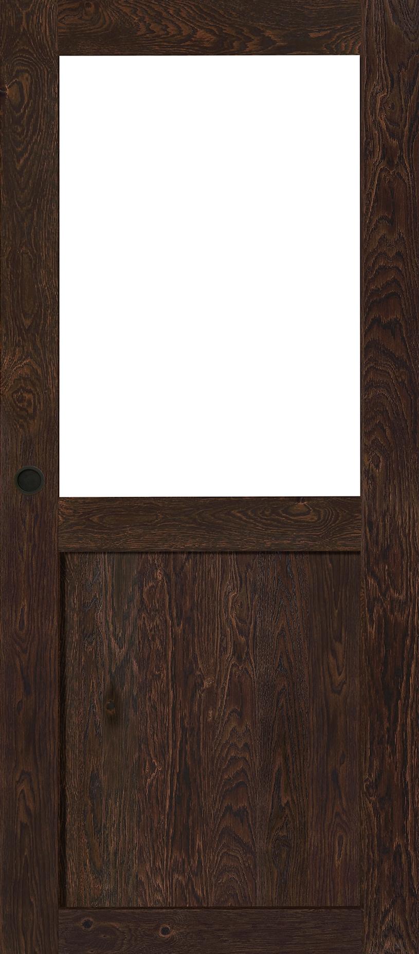 Porte intérieure Bois coulissante-vitrage Factory chêne rustique brun mat