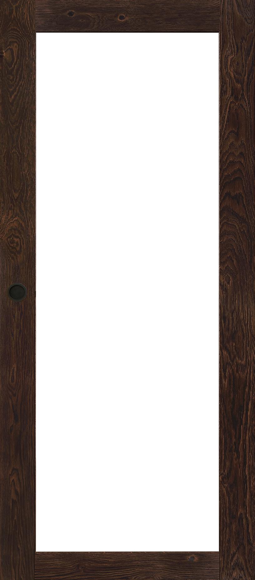 Porte intérieure Bois Coulissante - Vitrage - Bora - chêne rustique - brun mat