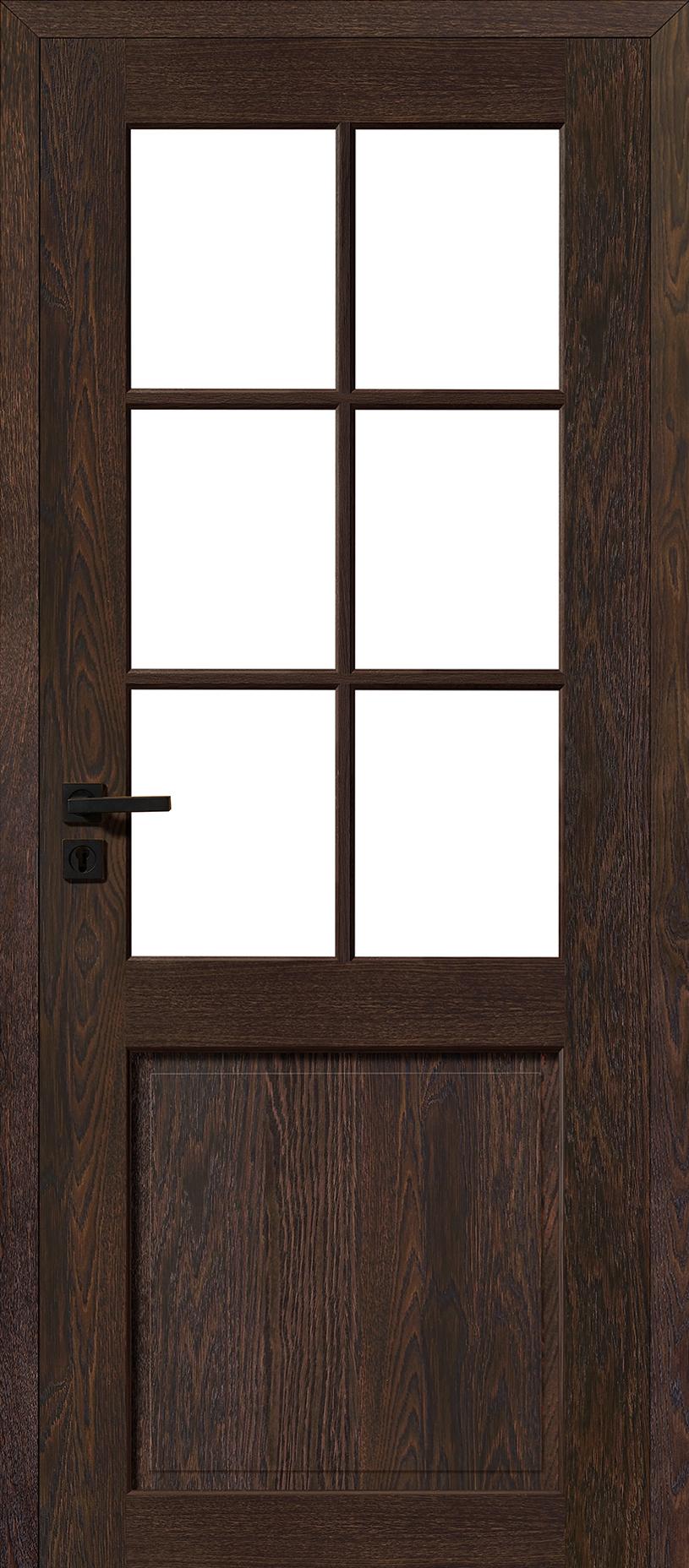 Porte Roziere Bois vitrée - Alsace - chêne sélectionné - brun mat brossé